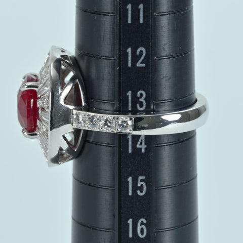 【中古】K18WG NO HEAT RUBY RING モザンビーク産非加熱ルビーリング R3.03ct D1.33ct GRS鑑別書 8.0g #13.5