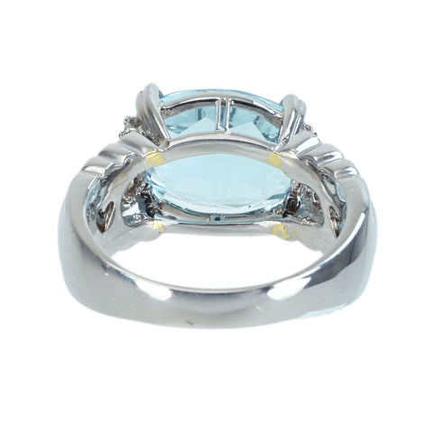 【中古】PT900 TOPAZ ブルートパーズリングT6.56ct D0.84ct 11.2g #13