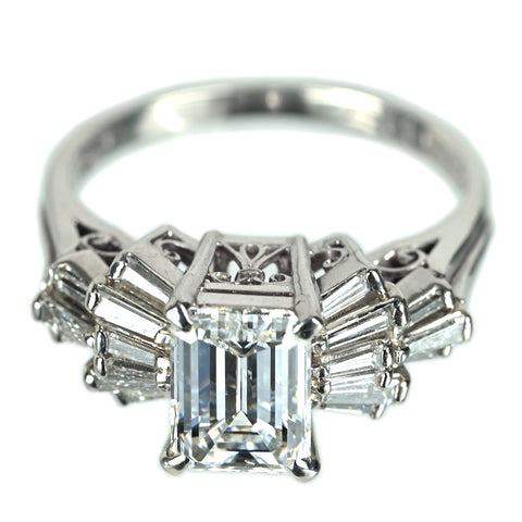 【中古】MIKIMOTO ミキモト PT900 DIAMOND ダイヤモンドリング 1.467ct E VS1 d0.38ct 6.1g #12