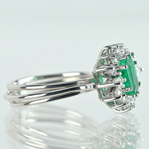 【中古】K18WG EMERALDエメラルドリング E1.59ct 6.2g #13
