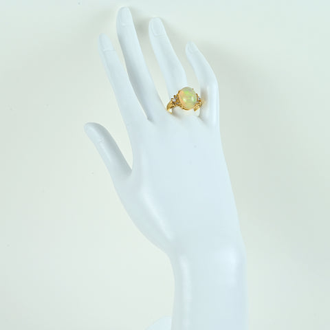 【中古】K18YG MEXICO OPALメキシコオパールリング OP5.00ct D0.14ct 6.0g #16