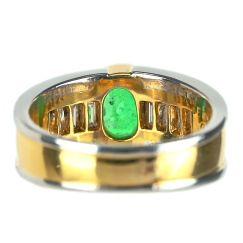 【中古】K18YG/PT900 EMERALD エメラルドリング E0.98ct D0.93ct 11.4g #15