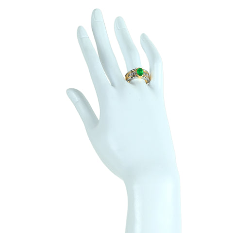 【中古】K18YG/PT900 EMERALD エメラルドリング E0.98ct D0.93ct 11.4g #15