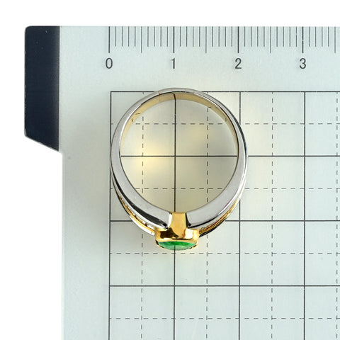 【中古】K18YG/PT900 EMERALD エメラルドリング E0.98ct D0.93ct 11.4g #15