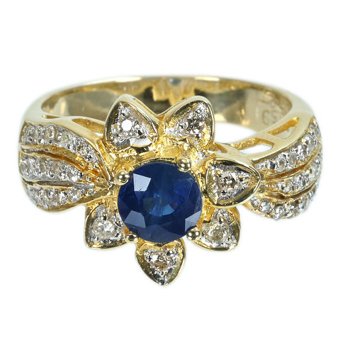 【中古】K18YG SAPPHIREサファイアリング S0.59ct D0.27ct 6.0g #12