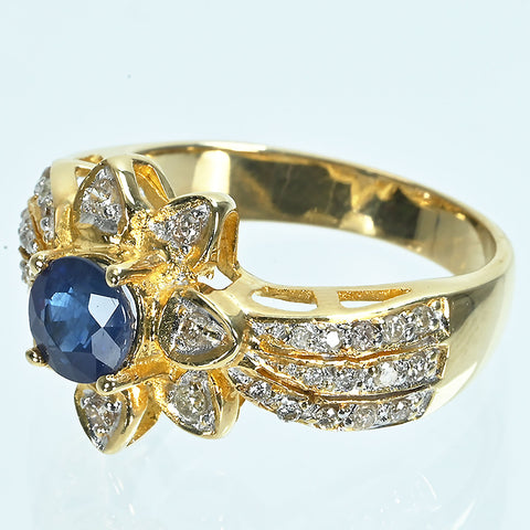 【中古】K18YG SAPPHIREサファイアリング S0.59ct D0.27ct 6.0g #12