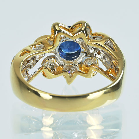 【中古】K18YG SAPPHIREサファイアリング S0.59ct D0.27ct 6.0g #12