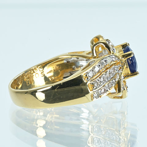 【中古】K18YG SAPPHIREサファイアリング S0.59ct D0.27ct 6.0g #12