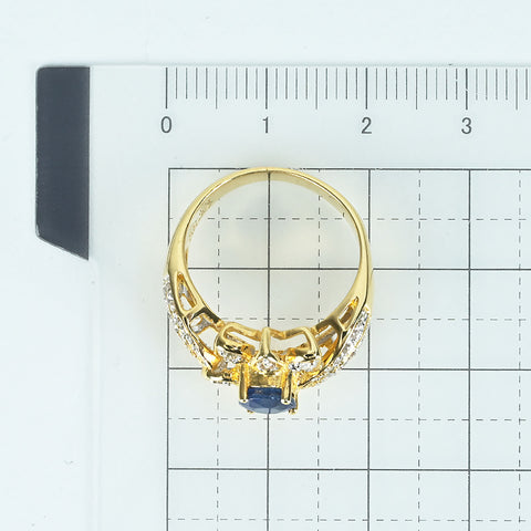 【中古】K18YG SAPPHIREサファイアリング S0.59ct D0.27ct 6.0g #12