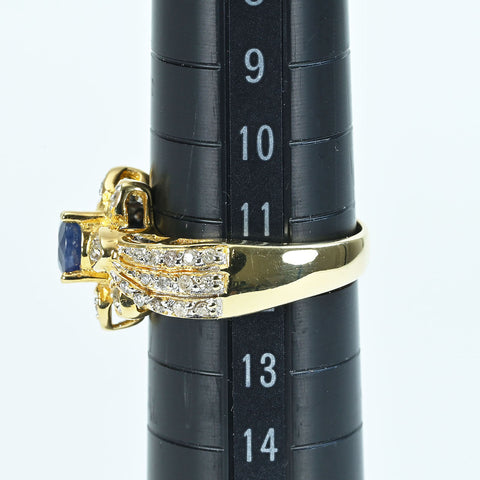 【中古】K18YG SAPPHIREサファイアリング S0.59ct D0.27ct 6.0g #12