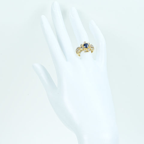 【中古】K18YG SAPPHIREサファイアリング S0.59ct D0.27ct 6.0g #12