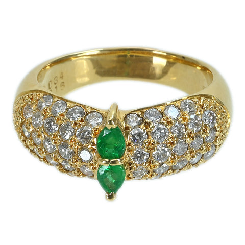 【中古】K18YG EMERALDエメラルドリング E0.34ct D1.16ct 9.7g #15