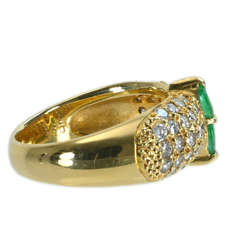 【中古】K18YG EMERALDエメラルドリング E0.34ct D1.16ct 9.7g #15