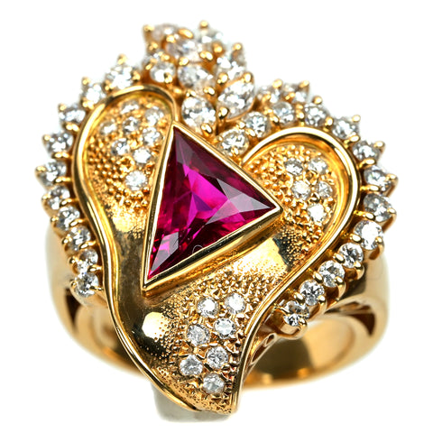 【中古】K18YG RUBY ルビーリング R1.81ct D1.40ct GRJソーティング 15.1g #13