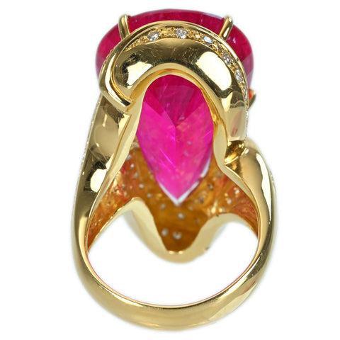 【中古】K18YG TOURMALINE RING ピンクトルマリンリング T27.51ct DD0.64ct GRJソーティング 17.3g #12