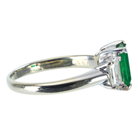 【中古】K18WG EMERALD エメラルドリング E1.18ct D0.65ct 4.3g #11.5