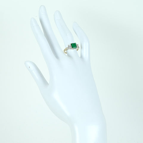 【中古】K18WG EMERALD エメラルドリング E1.18ct D0.65ct 4.3g #11.5