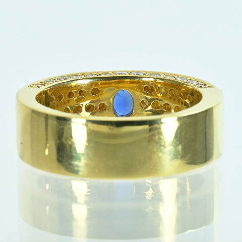 【中古】K18YG SAPPHIREサファイアリング S0.38ct D1.00ct 10.3g #11.5