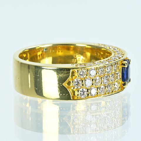 【中古】K18YG SAPPHIREサファイアリング S0.38ct D1.00ct 10.3g #11.5