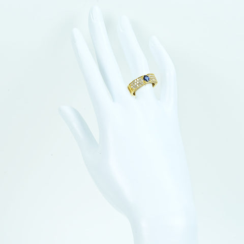 【中古】K18YG SAPPHIREサファイアリング S0.38ct D1.00ct 10.3g #11.5