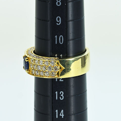 【中古】K18YG SAPPHIREサファイアリング S0.38ct D1.00ct 10.3g #11.5