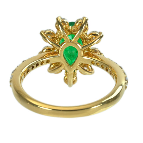 【中古】K18YG EMERALD エメラルドリング E1.054ct D0.75ct NGL鑑別書 4.2g #12