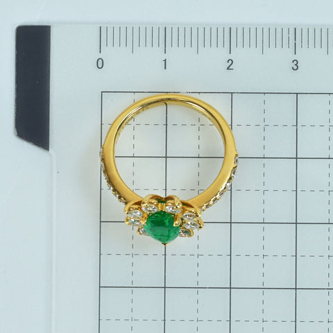 【中古】K18YG EMERALD エメラルドリング E1.054ct D0.75ct NGL鑑別書 4.2g #12