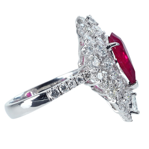 【中古】K18WG  Mynmar RUBY RING ビルマ産ルビーリング R2.53ct D1.73ct GRS鑑別書 7.0g #12
