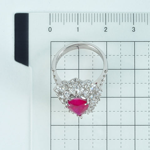 【中古】K18WG  Mynmar RUBY RING ビルマ産ルビーリング R2.53ct D1.73ct GRS鑑別書 7.0g #12