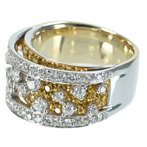 【中古】K18WG/K18YG カラーレス＆イエローダイヤモンドリング 14.6g #14