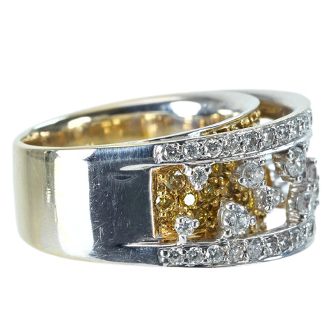 【中古】K18WG/K18YG カラーレス＆イエローダイヤモンドリング 14.6g #14