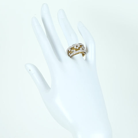 【中古】K18WG/K18YG カラーレス＆イエローダイヤモンドリング 14.6g #14