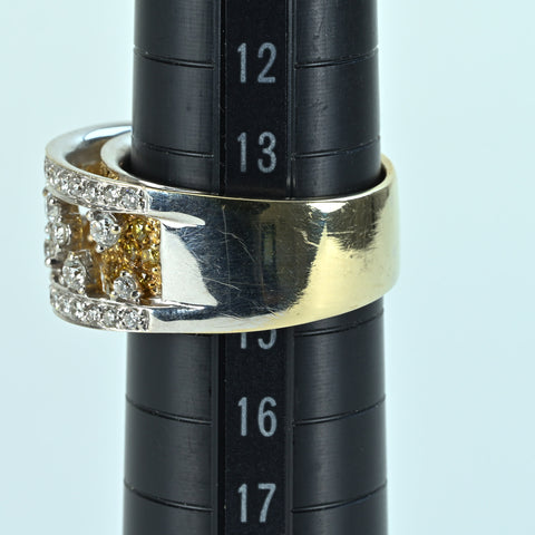 【中古】K18WG/K18YG カラーレス＆イエローダイヤモンドリング 14.6g #14