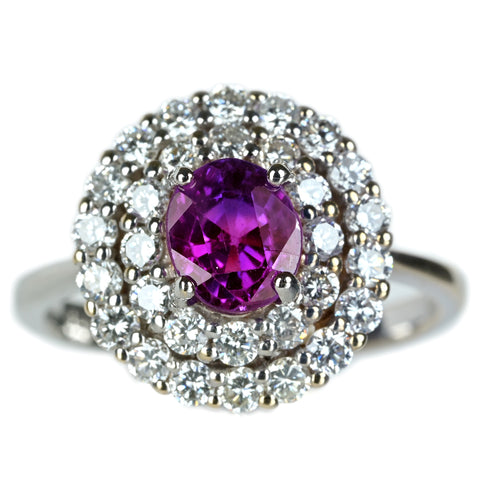 【中古】K18WG SAPPHIRE パープルサファイアリング PS1.428ct D0.93ct  4.5g #12.5