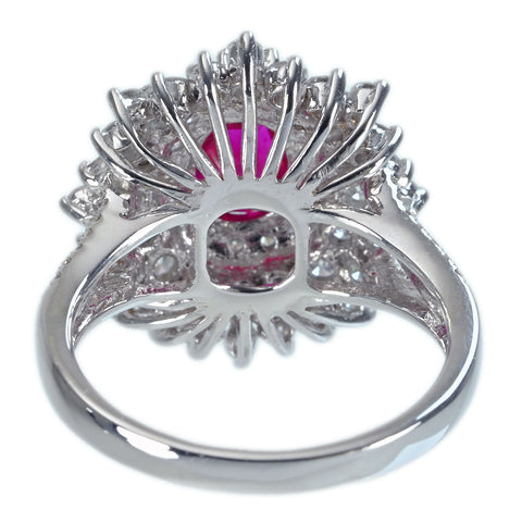 【中古】K18WG Myanmar RUBY RING ビルマ産ルビーリング R1.01ct D1.63ct Pigeon Blood AIGS鑑別書 6.8g #13