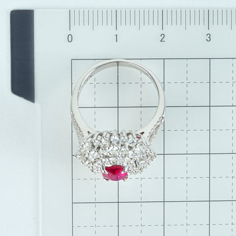 【中古】K18WG Myanmar RUBY RING ビルマ産ルビーリング R1.01ct D1.63ct Pigeon Blood AIGS鑑別書 6.8g #13