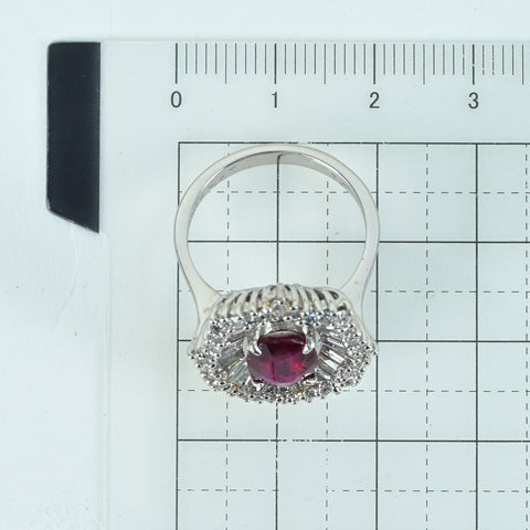 Pre-owned 18K White Gold Ruby Ring, Unheated Ruby from Mozambique, R2.02, D1.58ct, GRS Certificate, 8.3g, #14 