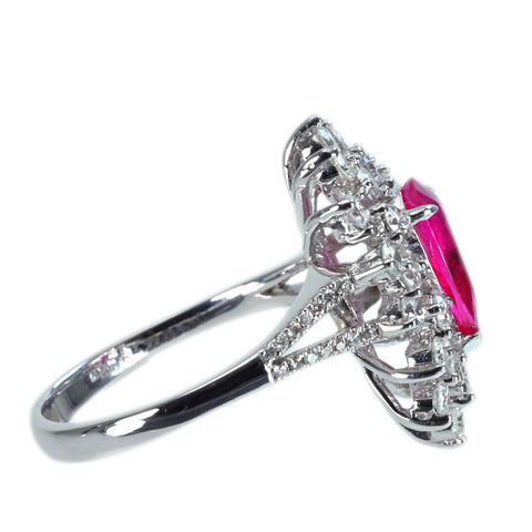 【中古】K18WG Mynmar RUBY RING ビルマ産ルビーリング R1.22ct D1.10ct Pigeon Blood AIGS 鑑別書 5.4g #13.5