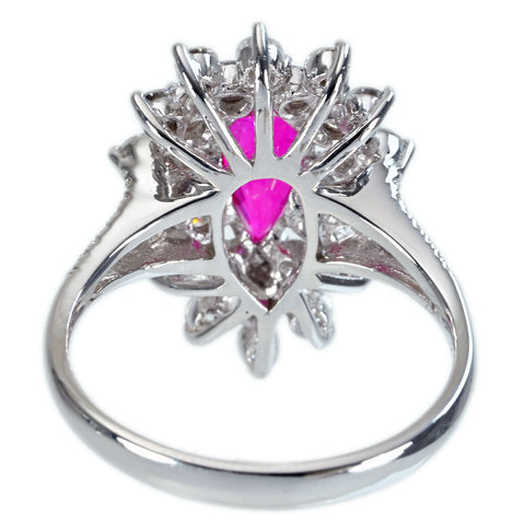 【中古】K18WG Mynmar RUBY RING ビルマ産ルビーリング R1.22ct D1.10ct Pigeon Blood AIGS 鑑別書 5.4g #13.5