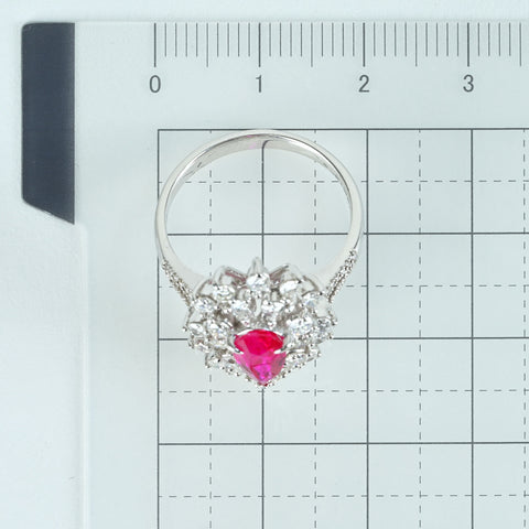 【中古】K18WG Mynmar RUBY RING ビルマ産ルビーリング R1.22ct D1.10ct Pigeon Blood AIGS 鑑別書 5.4g #13.5