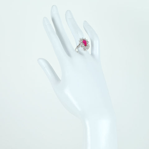 【中古】K18WG Mynmar RUBY RING ビルマ産ルビーリング R1.22ct D1.10ct Pigeon Blood AIGS 鑑別書 5.4g #13.5