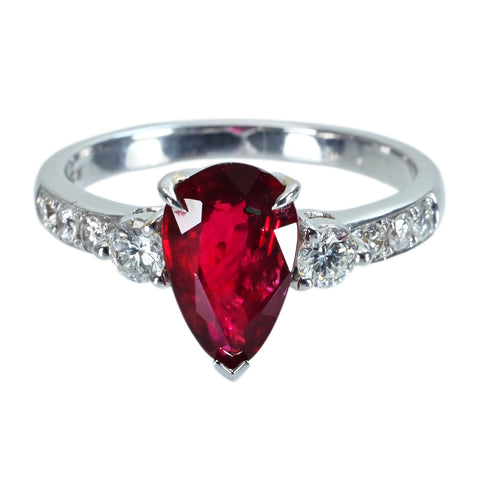 【中古】K18WG RUBYモザンビーク産非加熱ルビーリング R2.03ct D0.39ct GRS鑑別書 3.7g #12.5