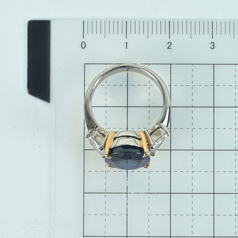 Pre-owned PT900/K18YG SAPPHIRE RING, S7.62ct, D0.718ct, GRS Certificate, 8.4g, #11 