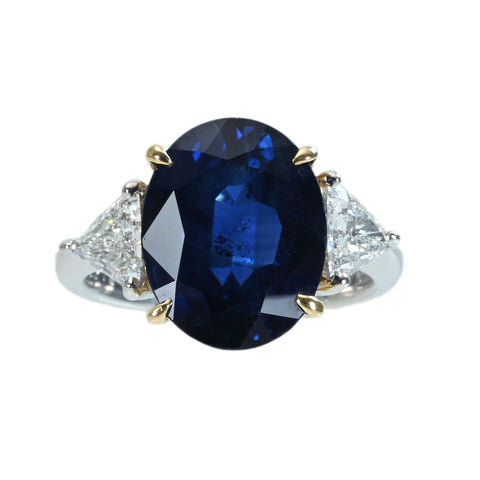 【中古】 PT900/K18YG SAPPHIRE RING サファイアリング S7.62ct D0.718ct GRS鑑別書 8.4g #11