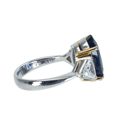 Pre-owned PT900/K18YG SAPPHIRE RING, S7.62ct, D0.718ct, GRS Certificate, 8.4g, #11 