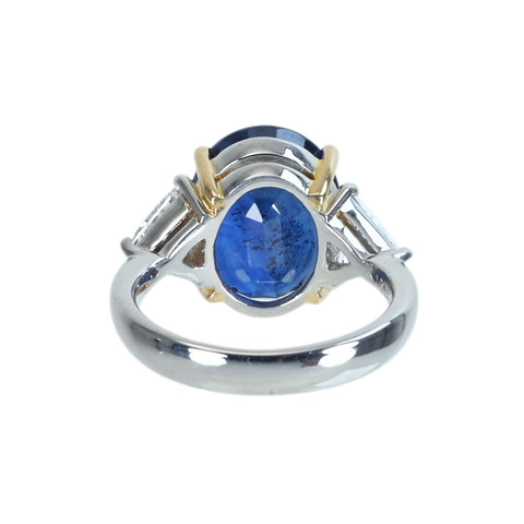Pre-owned PT900/K18YG SAPPHIRE RING, S7.62ct, D0.718ct, GRS Certificate, 8.4g, #11 