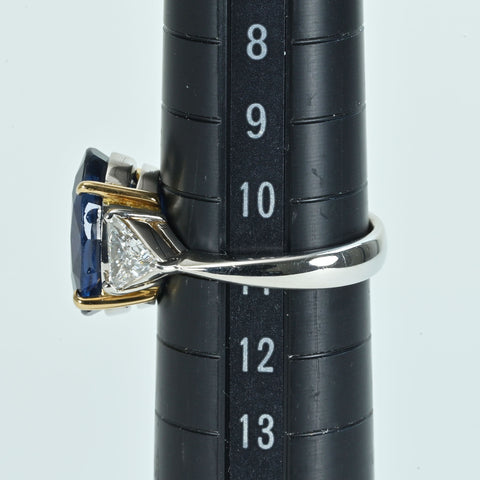 Pre-owned PT900/K18YG SAPPHIRE RING, S7.62ct, D0.718ct, GRS Certificate, 8.4g, #11 
