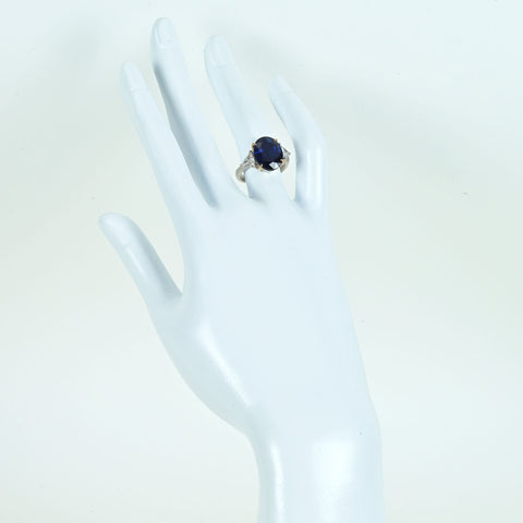 Pre-owned PT900/K18YG SAPPHIRE RING, S7.62ct, D0.718ct, GRS Certificate, 8.4g, #11 