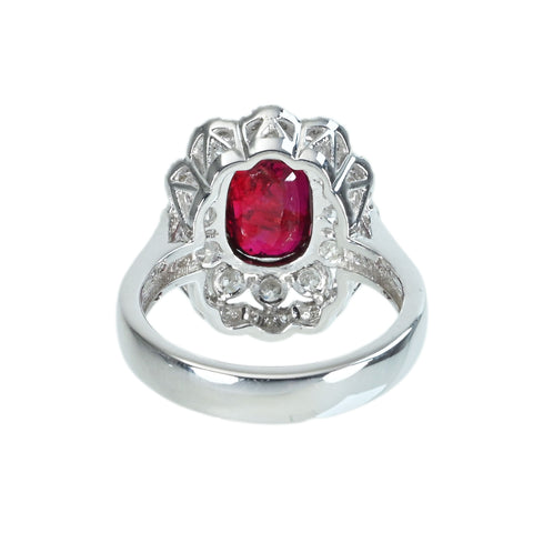 【中古】K18WG RUBY RING モザンビーク産非加熱ルビーリング R3.03ct D1.69ct GRS鑑別書 7.7g ＃13.5