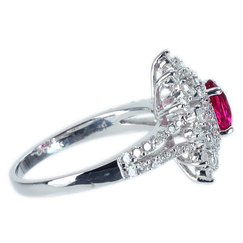 【中古】K18WG Myanmar RUBY RING ミャンマー（ビルマ）産ルビーリング R1.19ct D1.21ct AIGS鑑別書 5.4g #13.5
